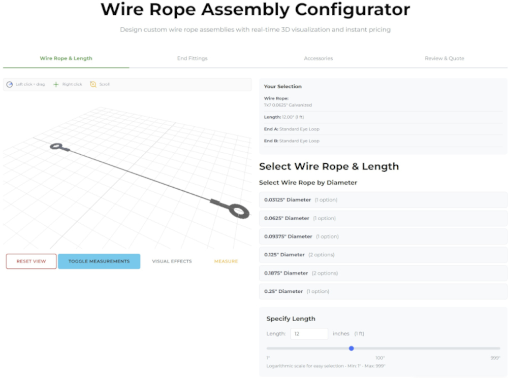 3D Wire Rope Configurator